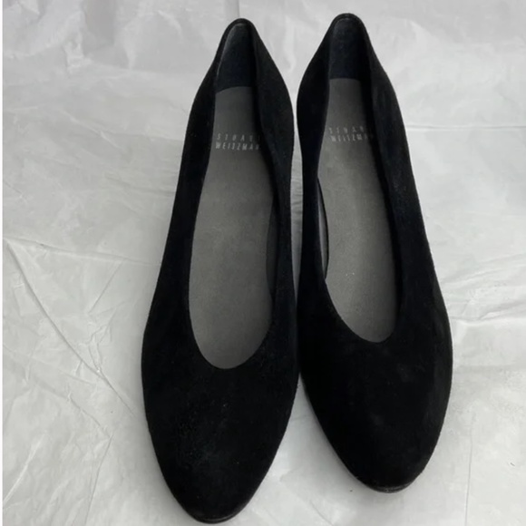 Stuart Weitzman black leather 2.5” wedge size 9 1/2 almost like new condition - Picture 6 of 13